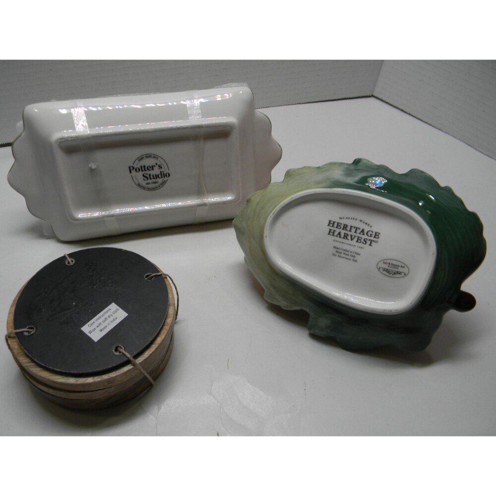 Lot of Fall Decor Coasters Pumpkin Salt Pepper Butter Dish Thanksgiving NWT - Picture 5 of 5